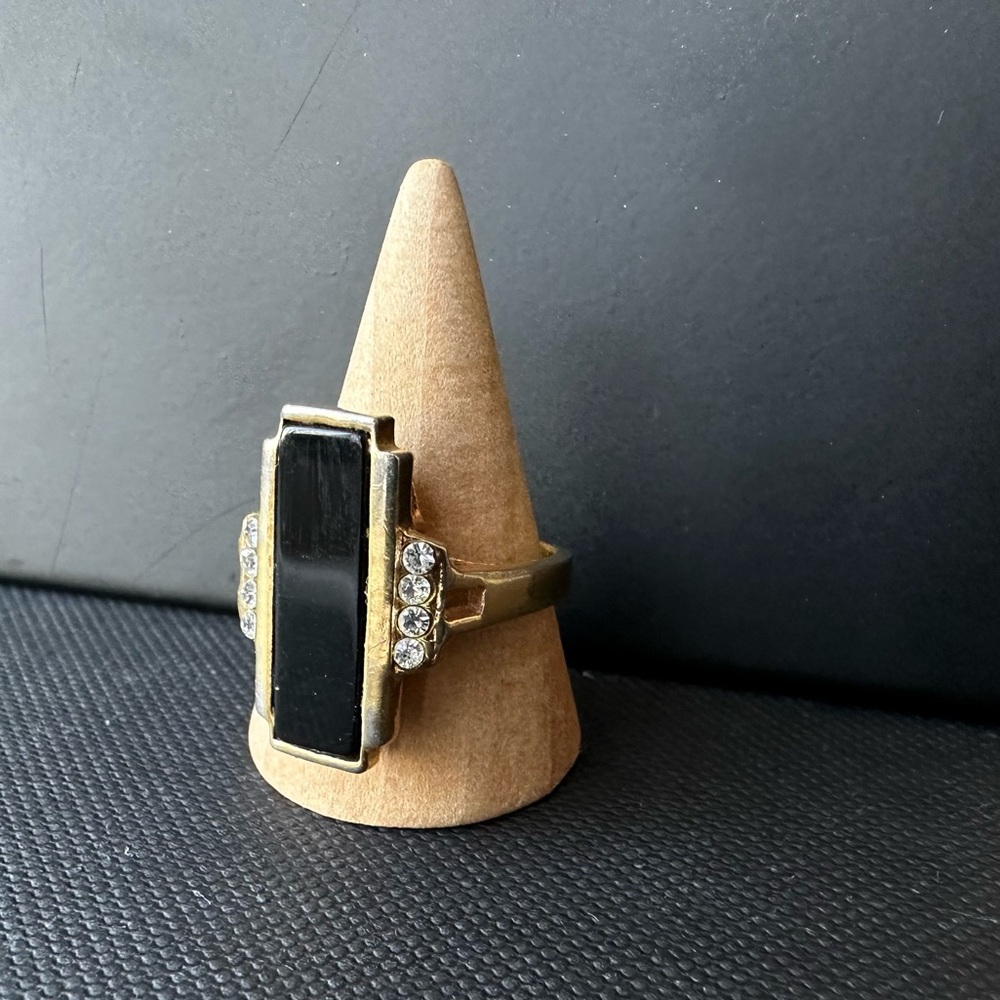 Antique Estate Black Onyx 18kGE Gold Ring